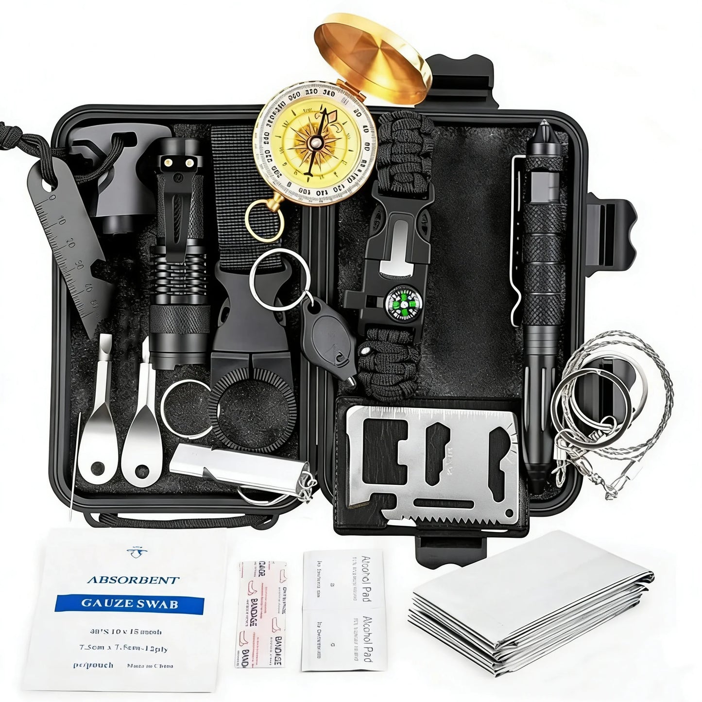 Survival Kit Outdoor – Militair Tactisch – EHBO, SOS & EDC Tools voor Kamperen en Jacht